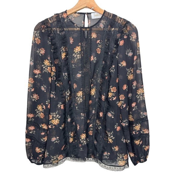 Zimmermann Tops - Zimmermann Sheer Floral Lace Blouse Black  Printed Top Size XS / 0